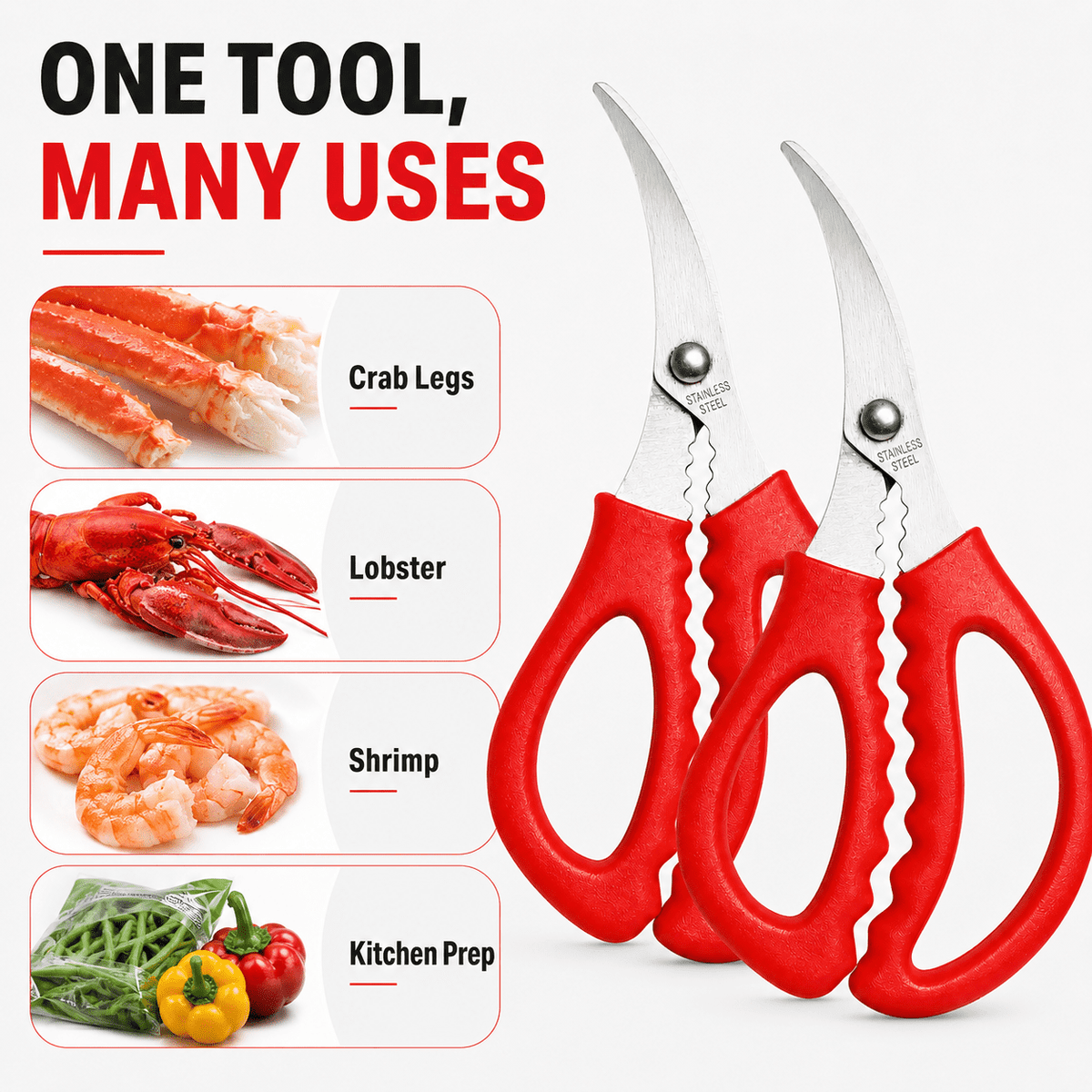 Seafood Shears, 2-Pack Stainless Steel Scissors for Shrimp, Crab and Fish - Image 6