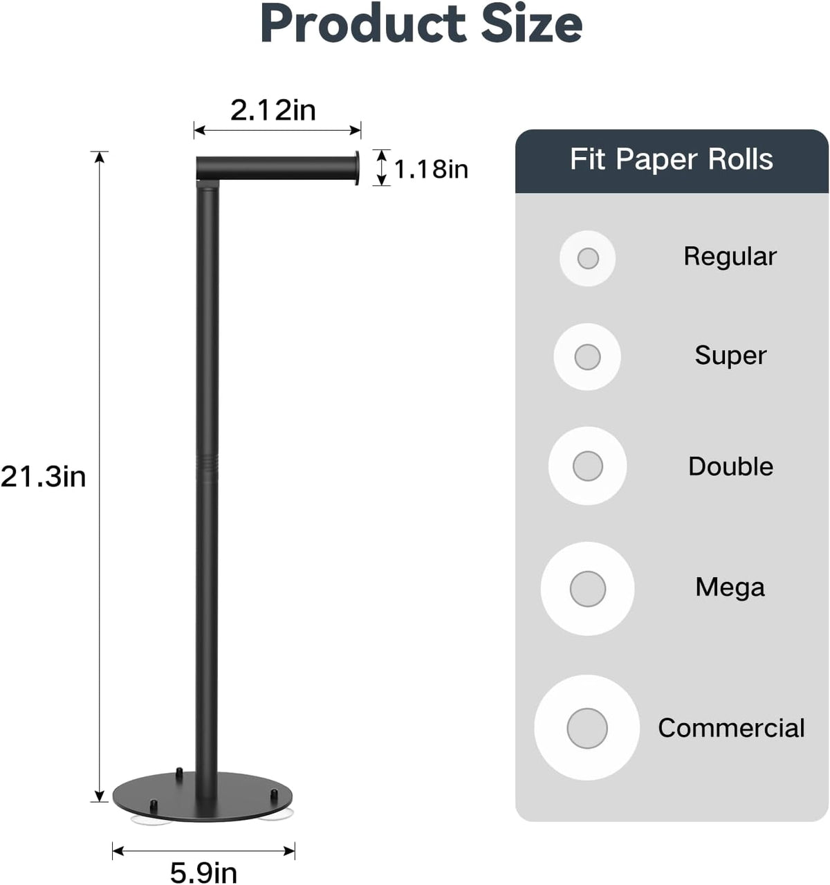 Free-Standing Toilet Paper Holder for 5 Rolls with Weighted Base - Image 6