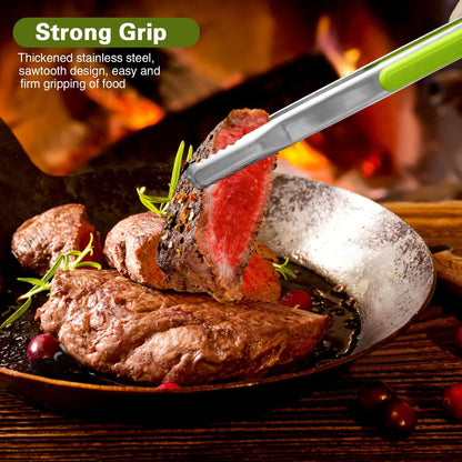 Stainless Steel Kitchen Tongs, Set of 4 Ten-Inch Serving and Grill Tongs - Image 4