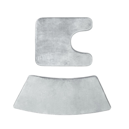 U-Shaped Corner Bath Mats, Set of 2 Memory Foam Rugs in Light Gray