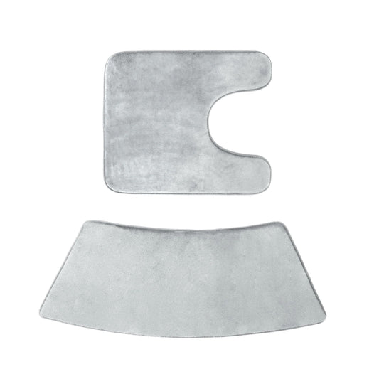 U-Shaped Corner Bath Mats, Set of 2 Memory Foam Rugs in Light Gray
