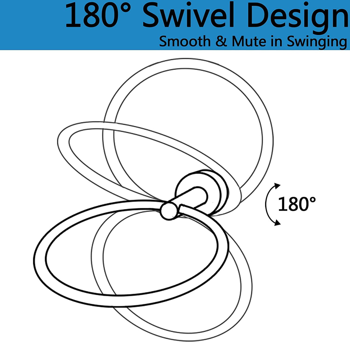 Round Wall-Mounted Towel Ring in Matte Black Stainless Steel, 5.7 Inch - Image 3