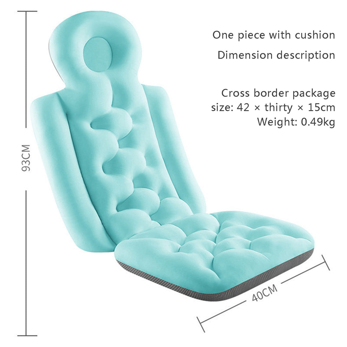 Full-Body Bath Pillow with Quick-Drying Cover, Head, Neck and Back Cushion - Image 3