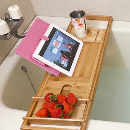 Expandable Bamboo Bathtub Caddy Tray with Non-Slip Silicone Grips - Image 2