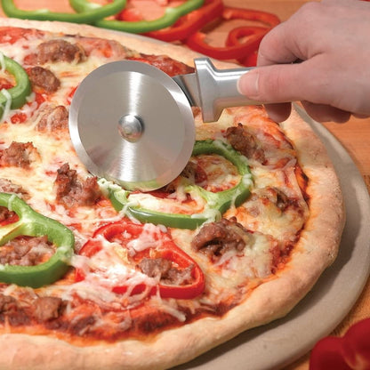 Pizza Cutter with 3-Inch Stainless Wheel and Brushed Aluminum Handle - Image 2