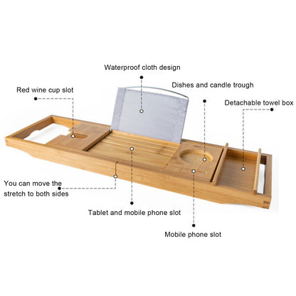 Expandable Bamboo Bathtub Caddy Tray with Non-Slip Silicone Grips - Image 3