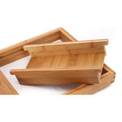 Expandable Bamboo Bathtub Caddy Tray with Non-Slip Silicone Grips