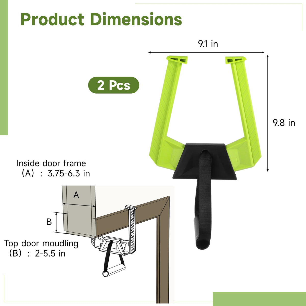 Doorway Pull-Up Bars, 2-Piece No-Screw Door Frame Set Rated to 330 lb - Image 5