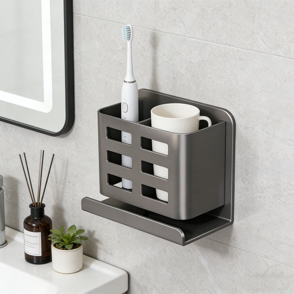 No-Drill Adhesive Shower Shelf with Drainage Base, Single Wall Rack - Image 2