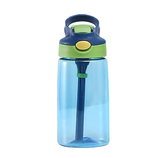 Kids Water Bottle with Flip-Up Straw and Handle, 16 oz Leak-Proof Cup