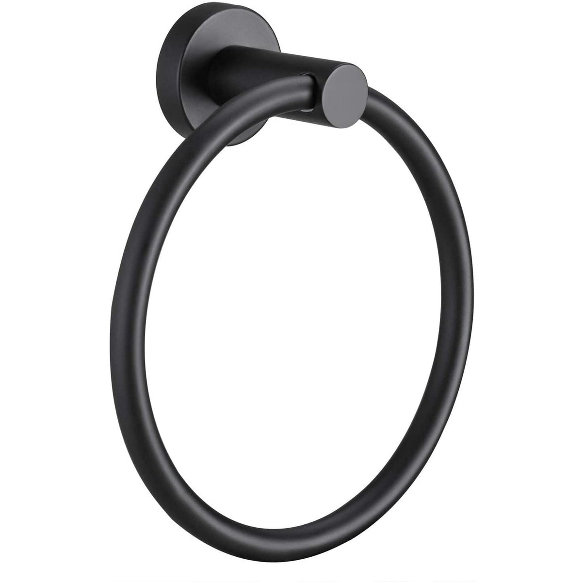 Round Wall-Mounted Towel Ring in Matte Black Stainless Steel, 5.7 Inch