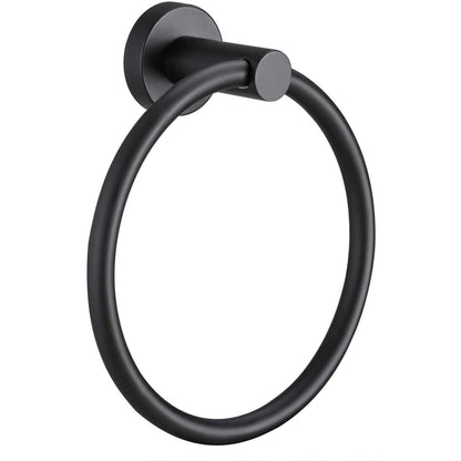 Round Wall-Mounted Towel Ring in Matte Black Stainless Steel, 5.7 Inch