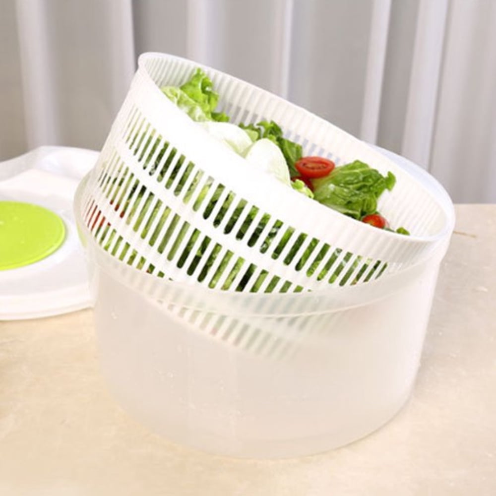 Manual Salad Spinner with Strainer Basket, 9.1 Inch Plastic Bowl Set - Image 4