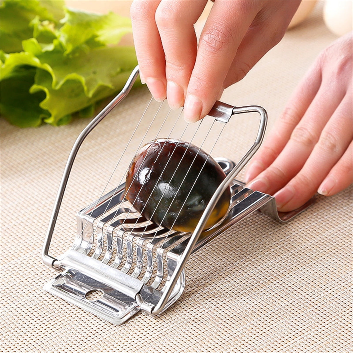 Egg Slicer with Aluminum Body and Stainless Steel Cutting Wires - Image 4