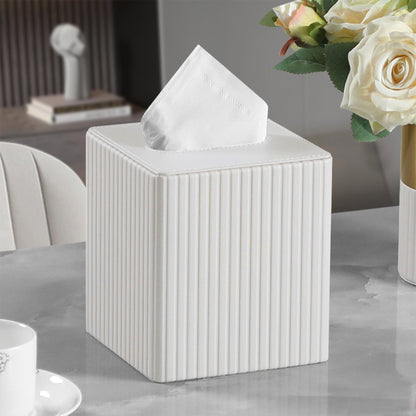 Square Tissue Box Cover in Faux Leather with Magnetic Base Closure - Image 2