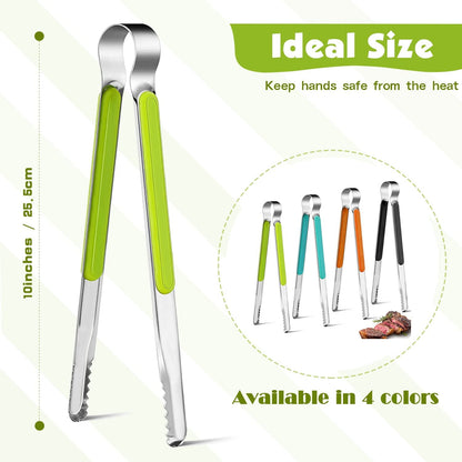 Stainless Steel Kitchen Tongs, Set of 4 Ten-Inch Serving and Grill Tongs - Image 3