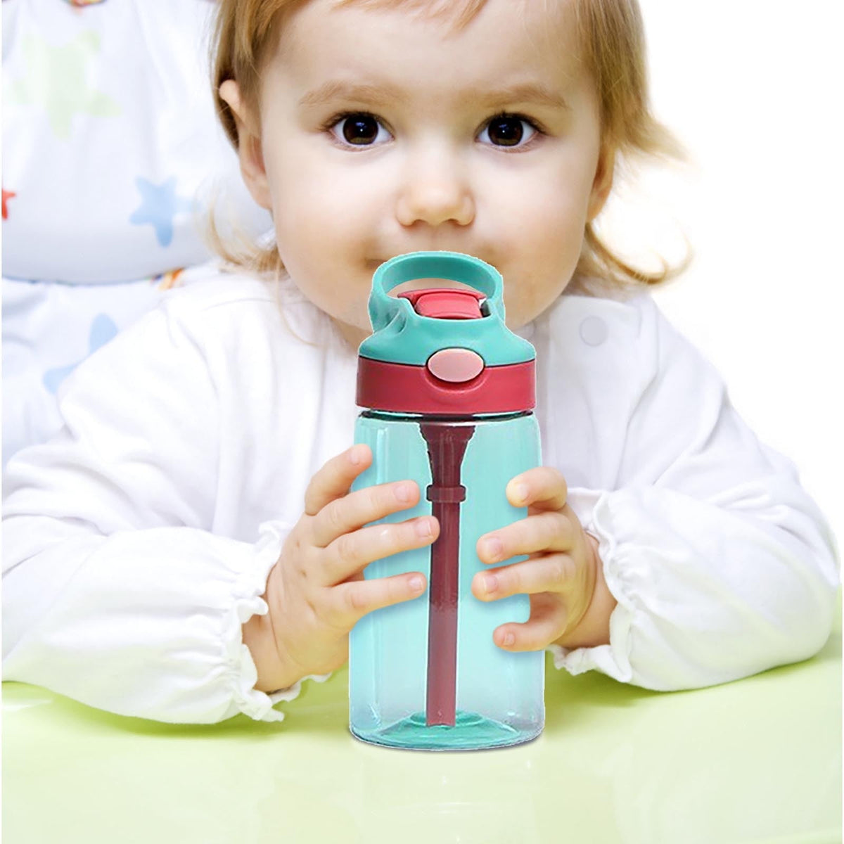 Kids Water Bottle with Flip-Up Straw and Handle, 16 oz Leak-Proof Cup - Image 6