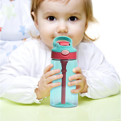 Kids Water Bottle with Flip-Up Straw and Handle, 16 oz Leak-Proof Cup - Image 6