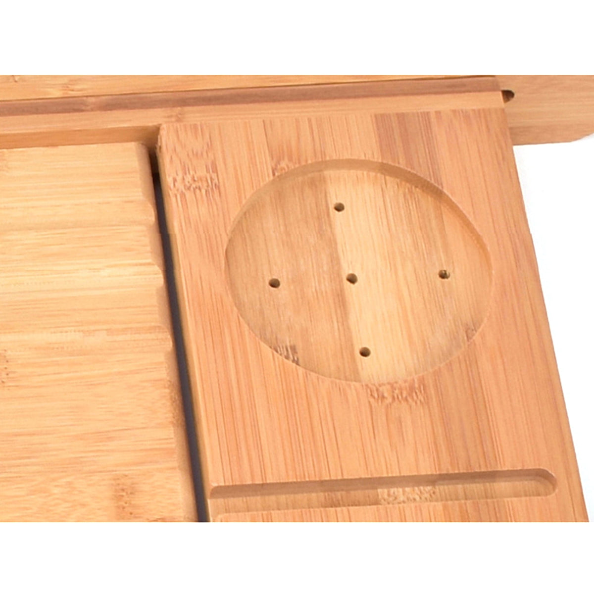 Expandable Bamboo Bathtub Caddy Tray with Non-Slip Silicone Grips - Image 4