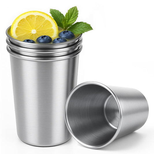 Stainless Steel Pint Cups, Set of 4 Stackable 16 oz Tumblers