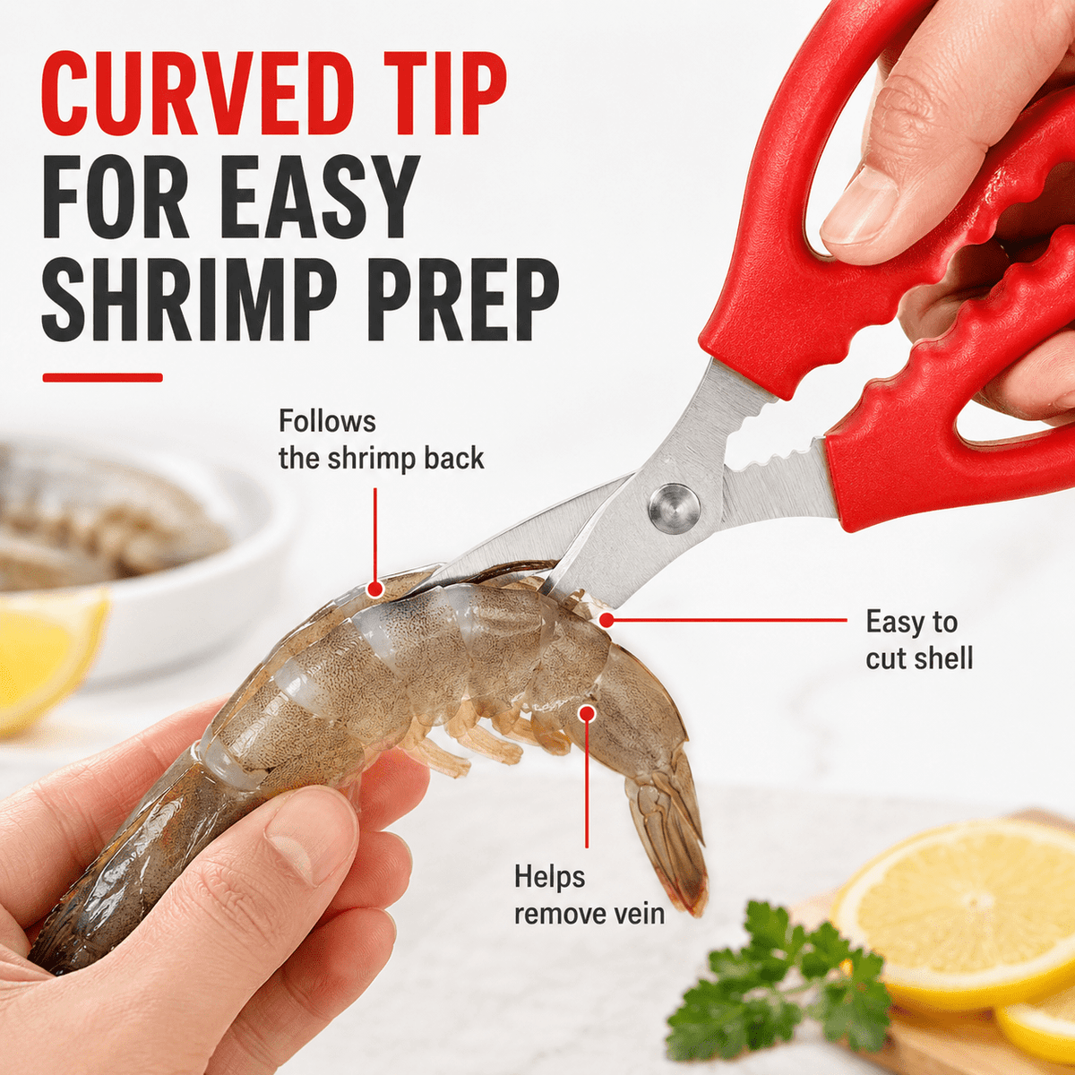 Seafood Shears, 2-Pack Stainless Steel Scissors for Shrimp, Crab and Fish - Image 2