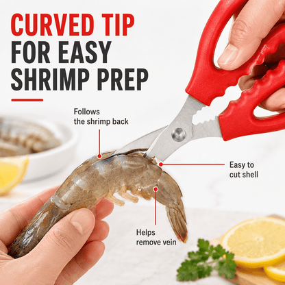 Seafood Shears, 2-Pack Stainless Steel Scissors for Shrimp, Crab and Fish - Image 2