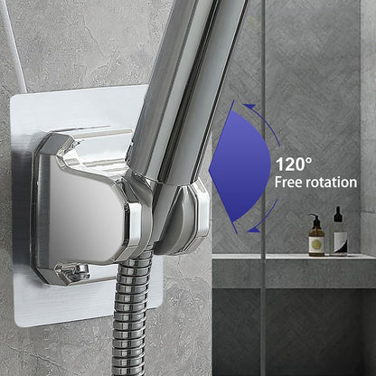 Adhesive Shower Head Holder, Adjustable No-Drill Wall Bracket in Silver - Image 5