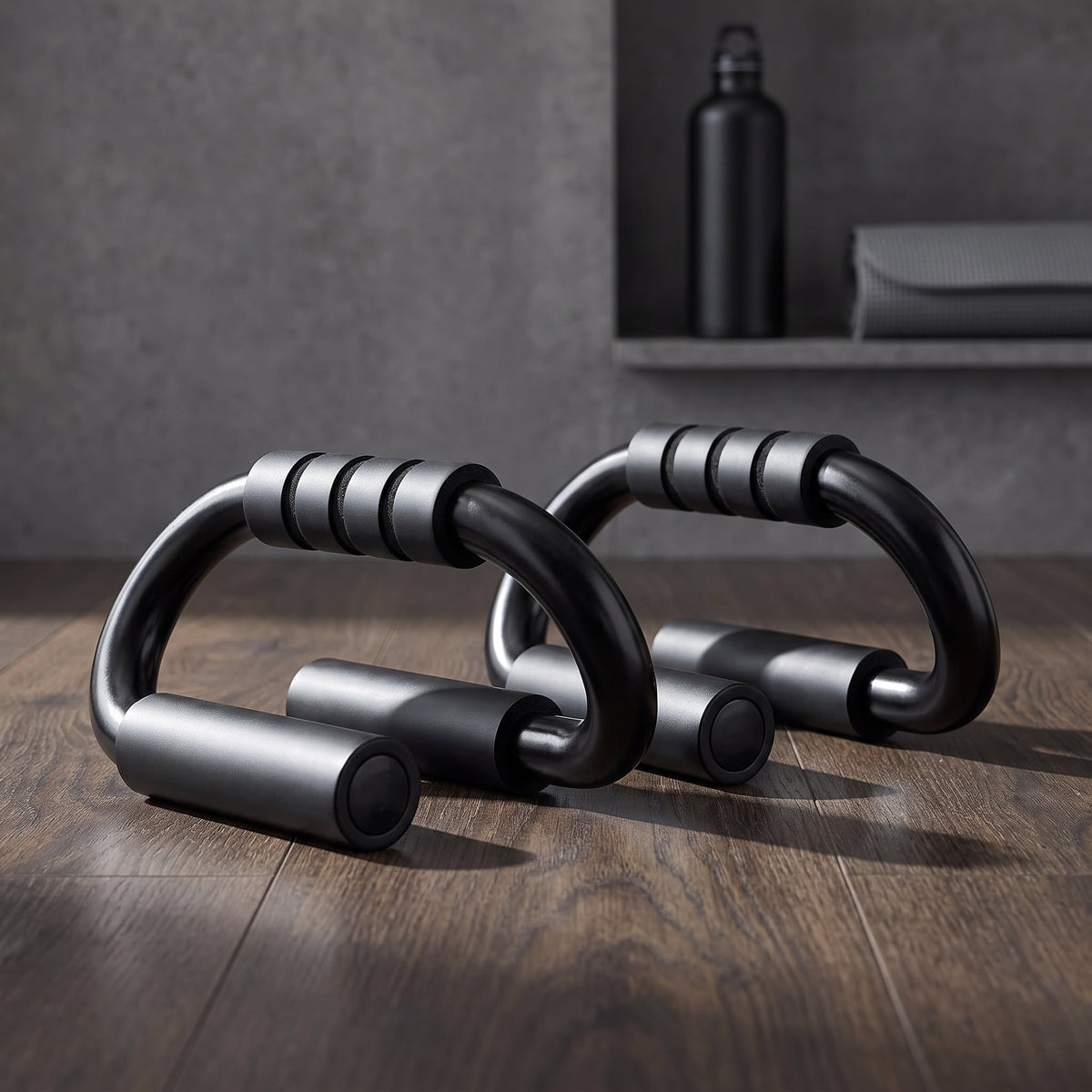 Push-Up Bars with Non-Slip Foam Grips, Chrome Steel Stands, 5-Inch Base - Image 2