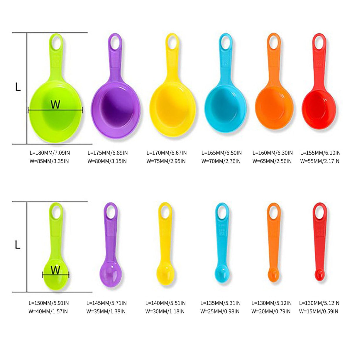 Nesting Measuring Cups and Spoons, 12-Piece Color-Coded Baking Set - Image 3