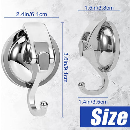 Suction Cup Shower Hooks, 2-Pack Silver Hangers Holding Up to 10 kg Each - Image 4
