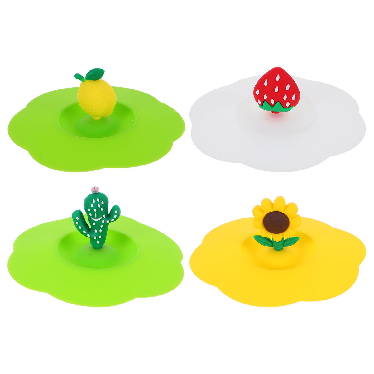 Silicone Mug Lids, Set of 4 Reusable Cup Covers in Assorted Colors