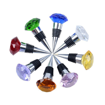 Reusable Bottle Stopper with Faceted Crystal Top and Silicone Seal - Image 2
