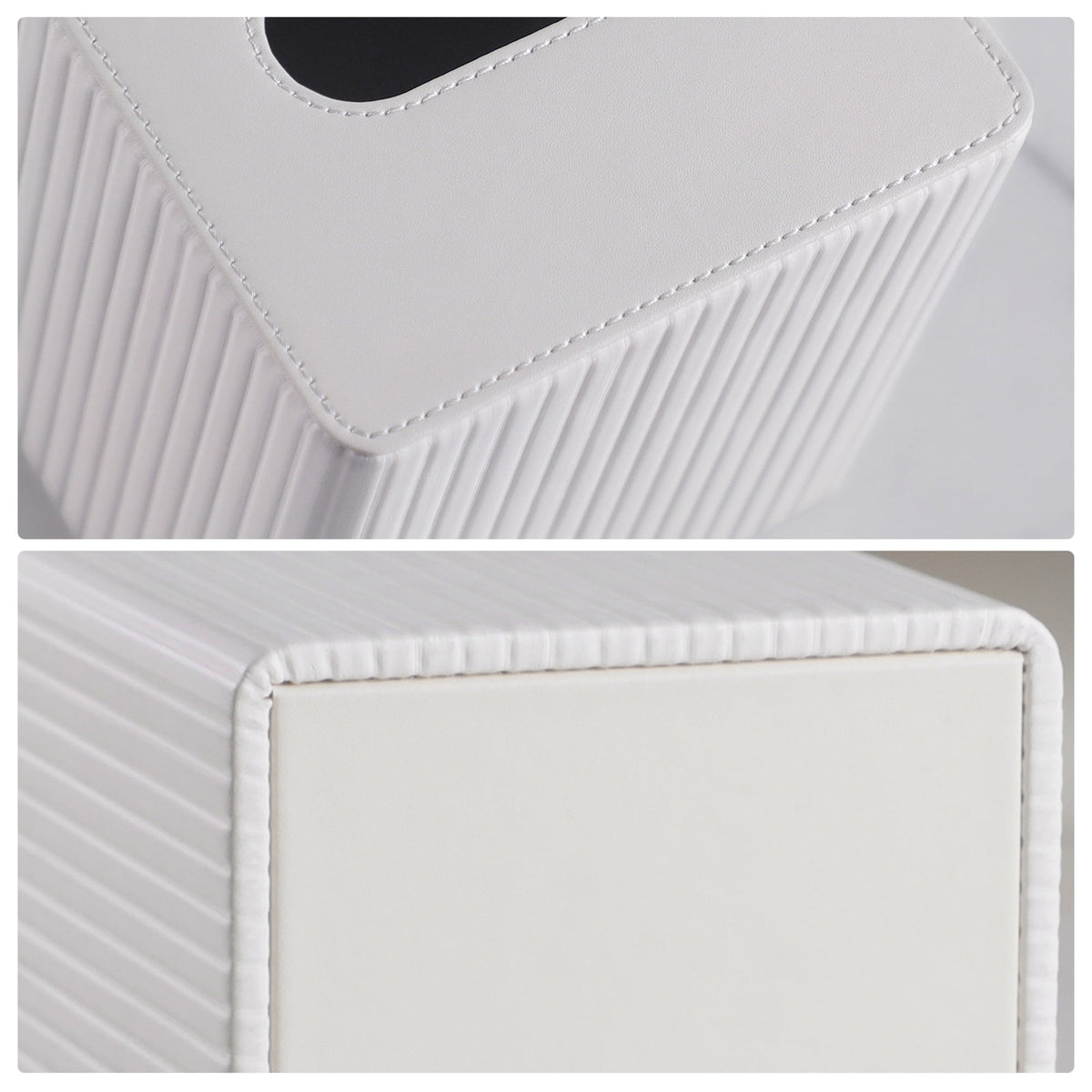 Square Tissue Box Cover in Faux Leather with Magnetic Base Closure - Image 4