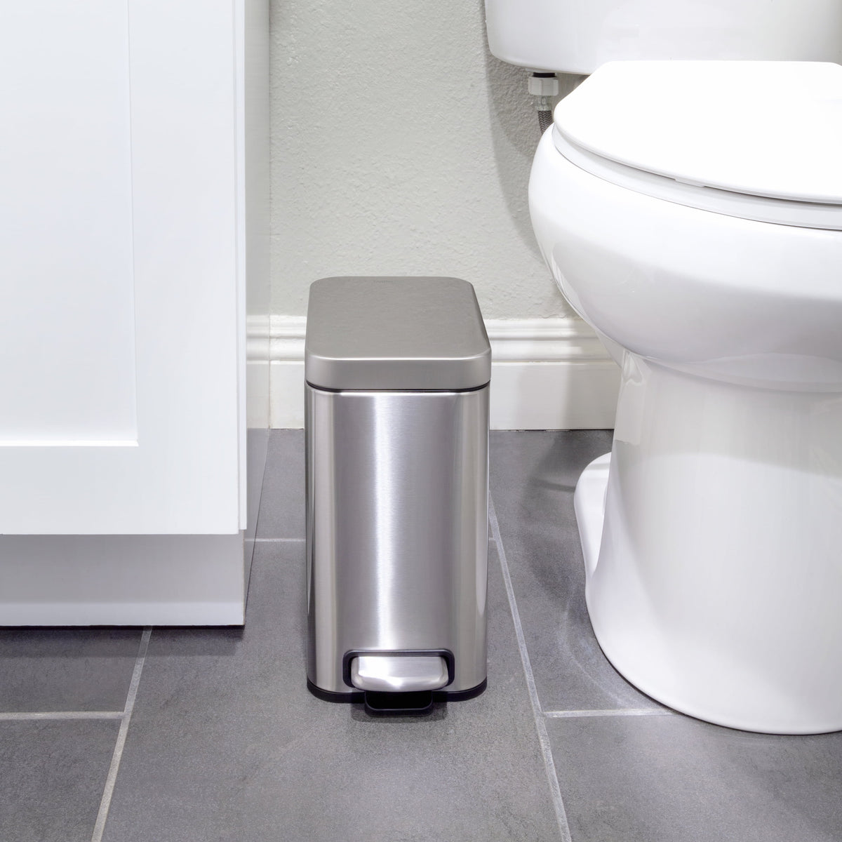 Slim Step-On Trash Cans, Twin Pack of 1.3 Gallon Bins with Soft-Close Lids - Image 3