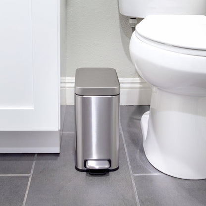 Slim Step-On Trash Cans, Twin Pack of 1.3 Gallon Bins with Soft-Close Lids - Image 3