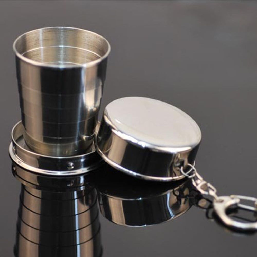 Telescopic Stainless Steel Camping Cup, 140 ml Folding Pocket Tumbler - Image 2