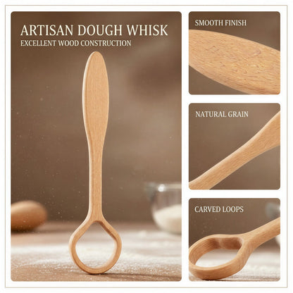 Wooden Danish Dough Whisks, Set of 2 with Twin-Loop Head, 12.6 Inches - Image 5