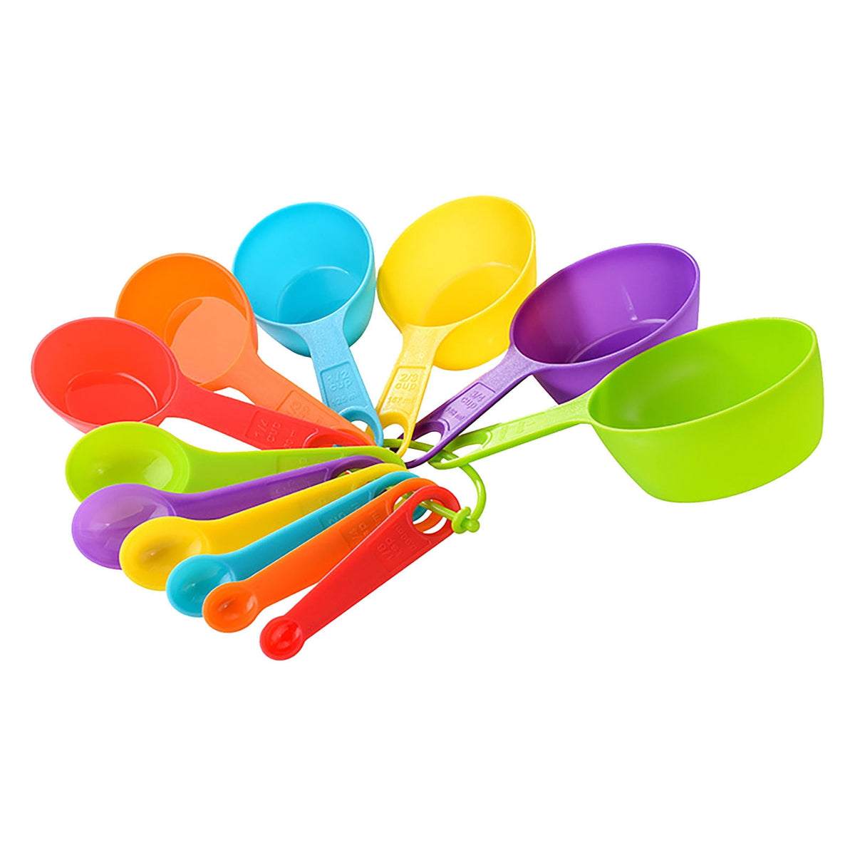 Nesting Measuring Cups and Spoons, 12-Piece Color-Coded Baking Set