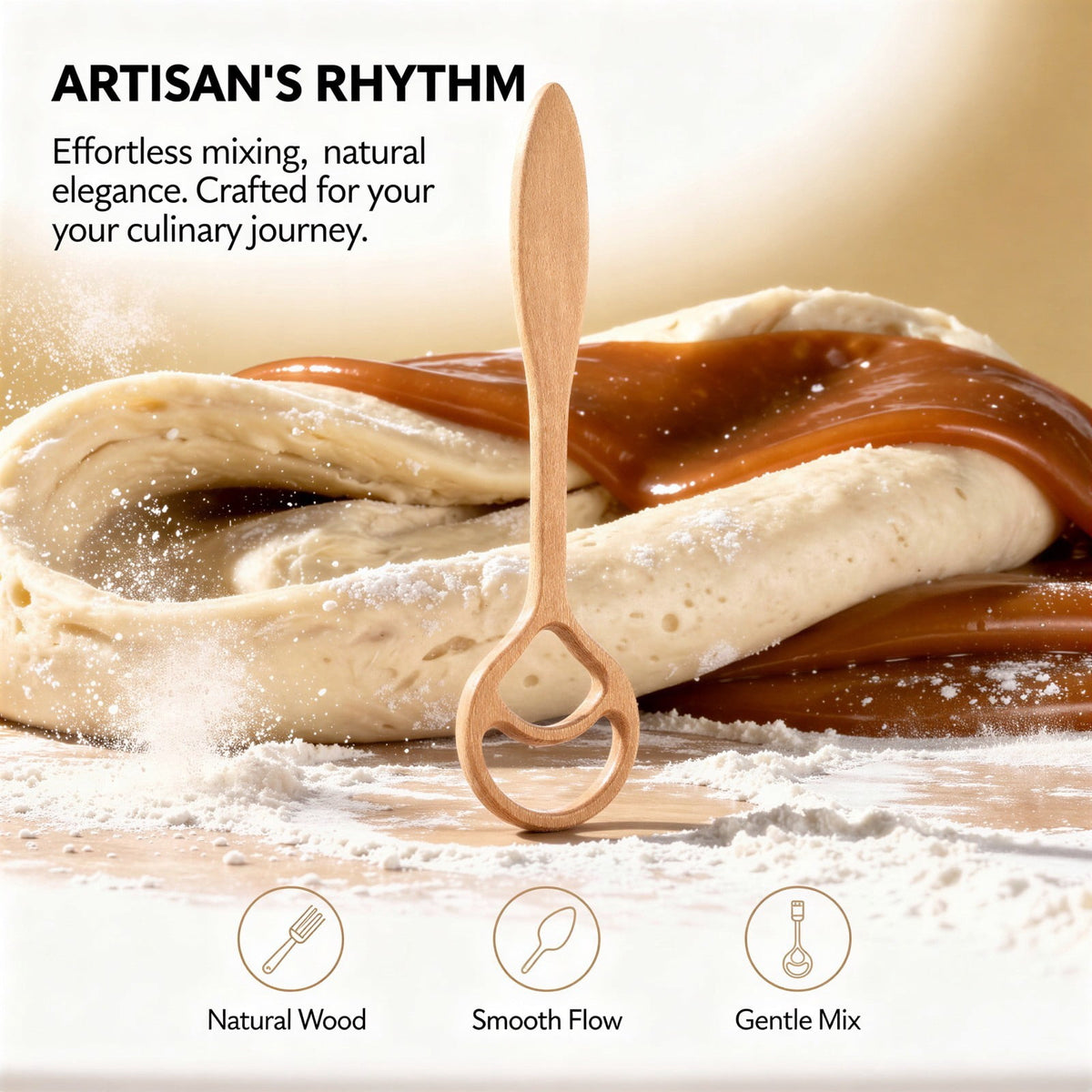 Wooden Danish Dough Whisks, Set of 2 with Twin-Loop Head, 12.6 Inches - Image 4