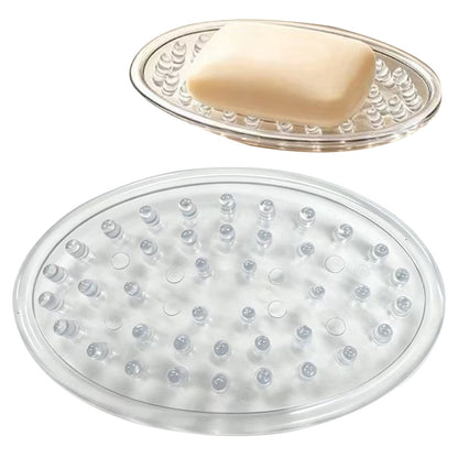Silicone Soap Dish with Drainage Channels, Clear 4.53 x 3.14 Inch Tray - Image 2
