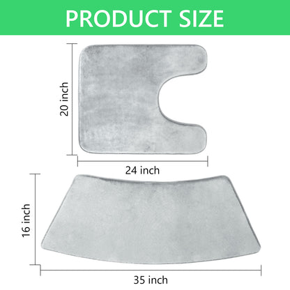 U-Shaped Corner Bath Mats, Set of 2 Memory Foam Rugs in Light Gray - Image 4