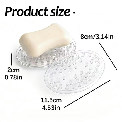 Silicone Soap Dish with Drainage Channels, Clear 4.53 x 3.14 Inch Tray - Image 6