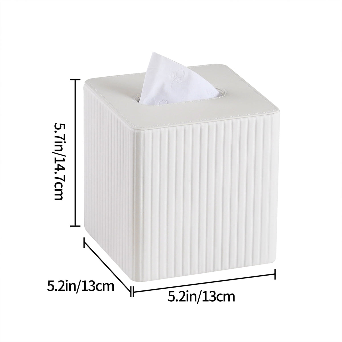 Square Tissue Box Cover in Faux Leather with Magnetic Base Closure - Image 3