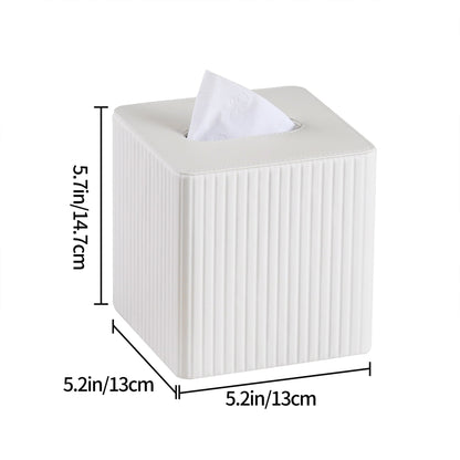 Square Tissue Box Cover in Faux Leather with Magnetic Base Closure - Image 3