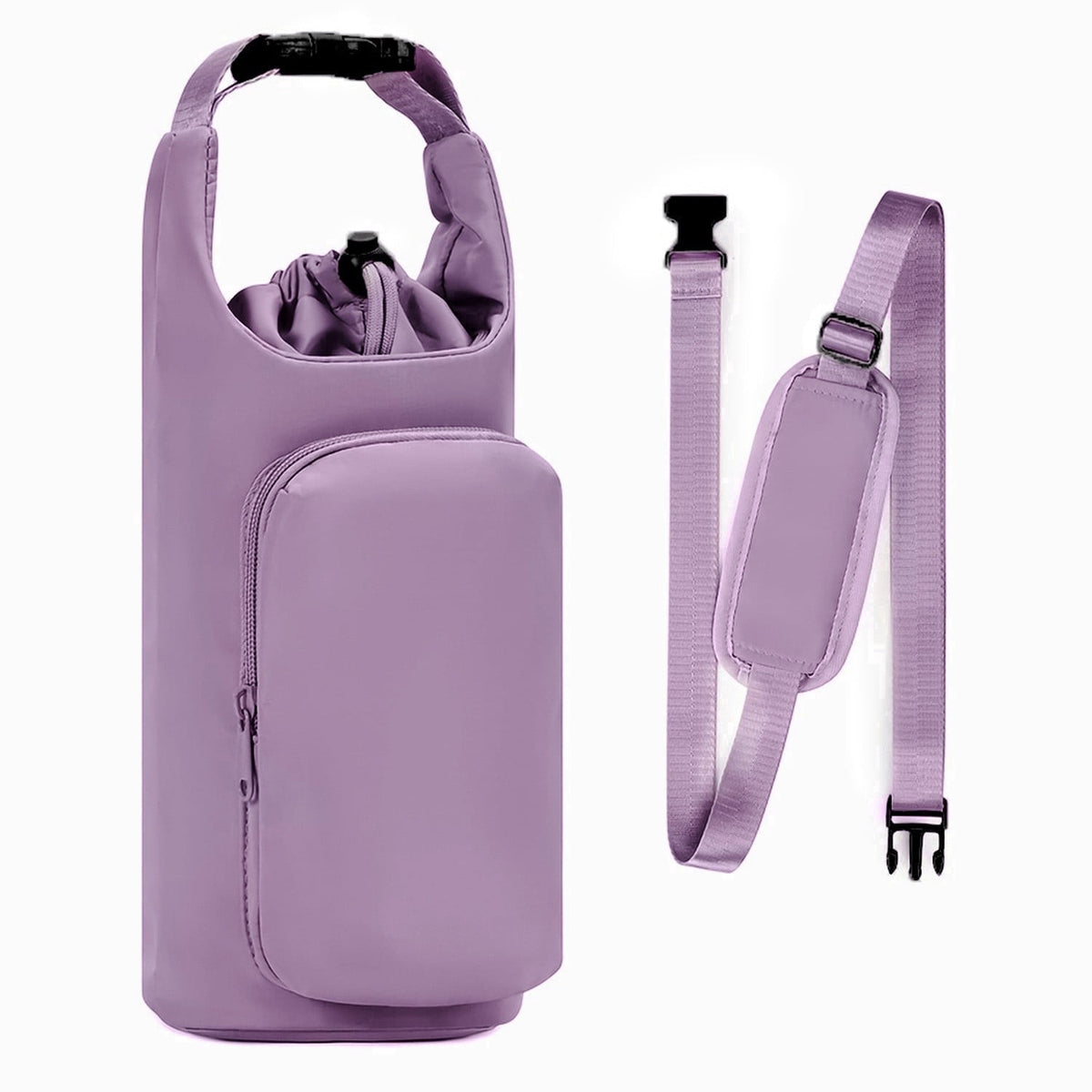 Neoprene Water Bottle Sling with Two Zip Pockets, Fits 20 to 40 oz Bottles