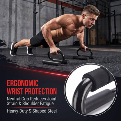 Push-Up Bars with Non-Slip Foam Grips, Chrome Steel Stands, 5-Inch Base - Image 4