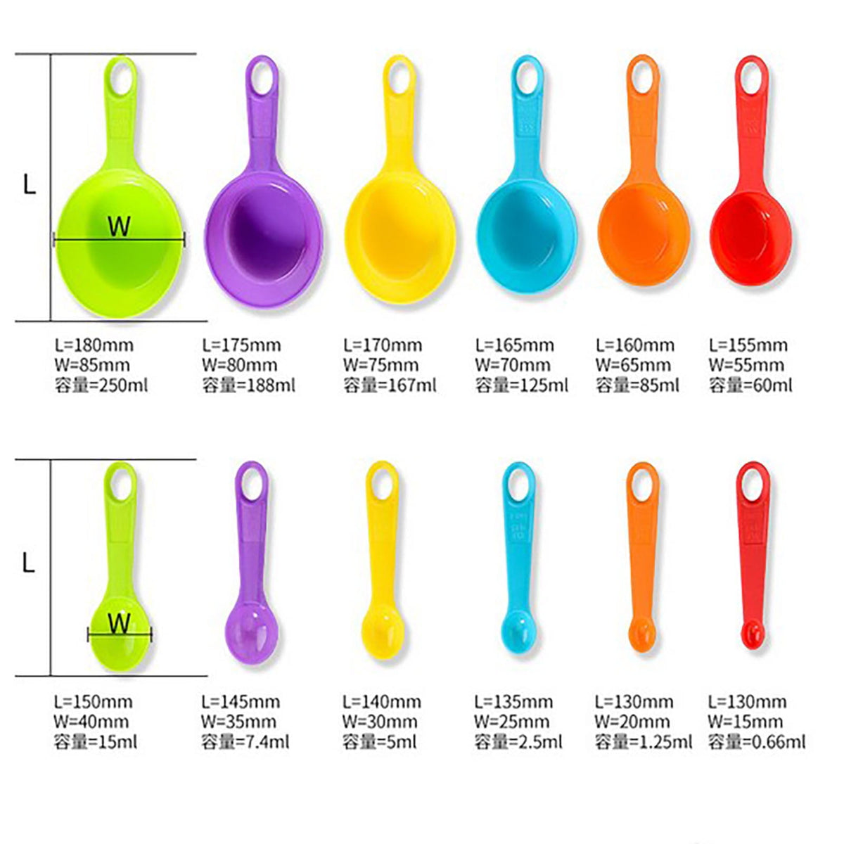 Nesting Measuring Cups and Spoons, 12-Piece Color-Coded Baking Set - Image 5