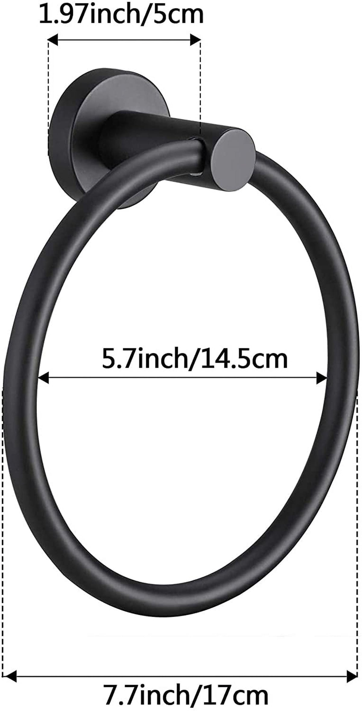 Round Wall-Mounted Towel Ring in Matte Black Stainless Steel, 5.7 Inch - Image 6
