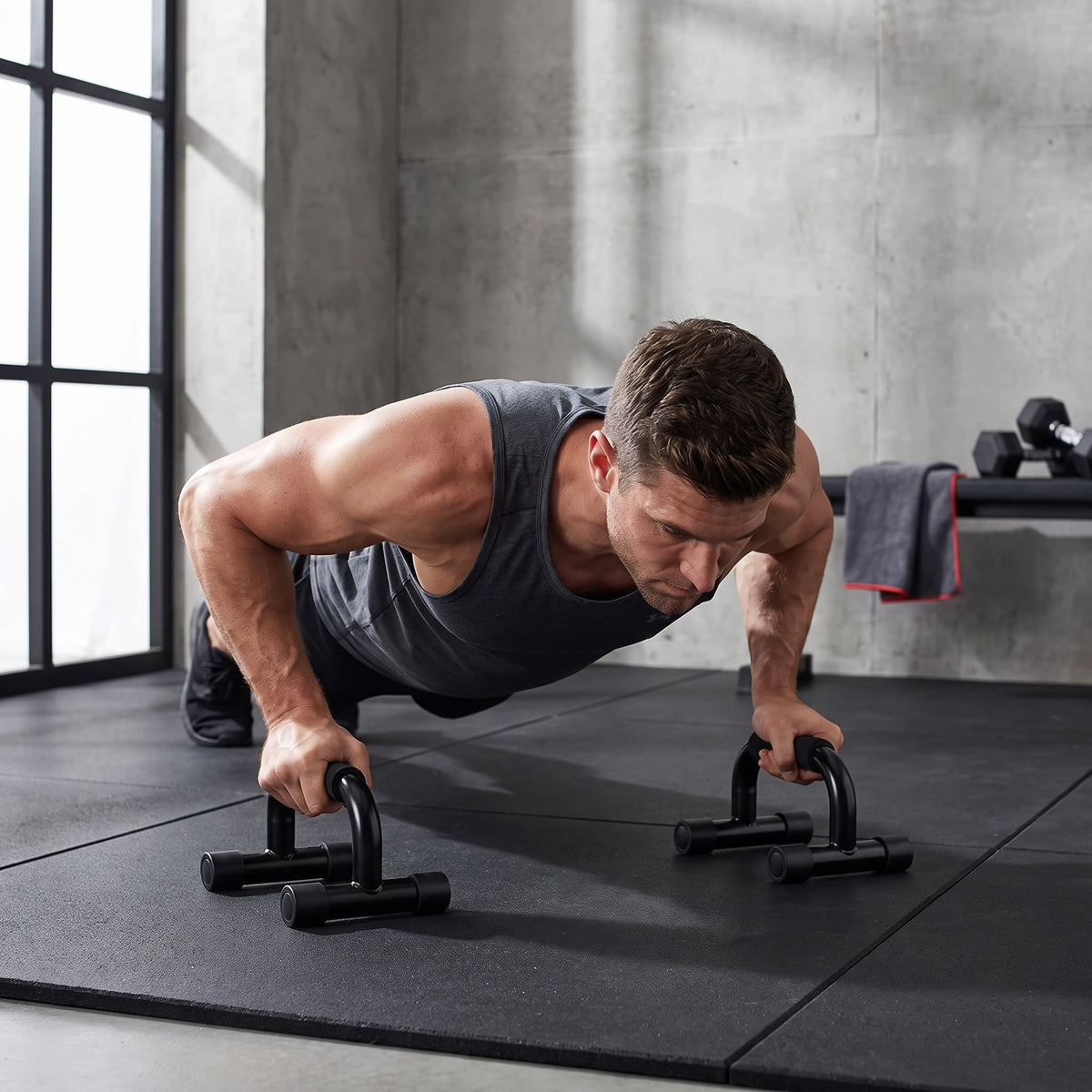 Push-Up Bars with Non-Slip Foam Grips, Chrome Steel Stands, 5-Inch Base - Image 3