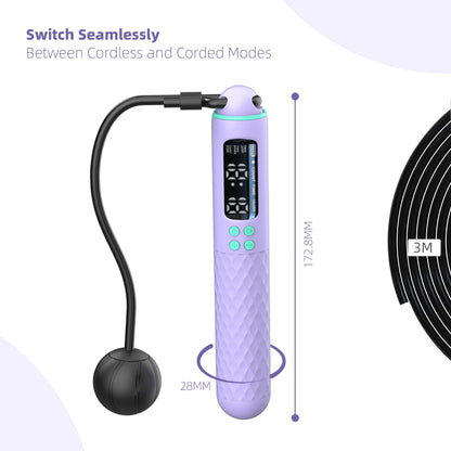 Digital Jump Rope with LED Counter, 9.8 ft Cord and Ropeless Weighted Balls - Image 3